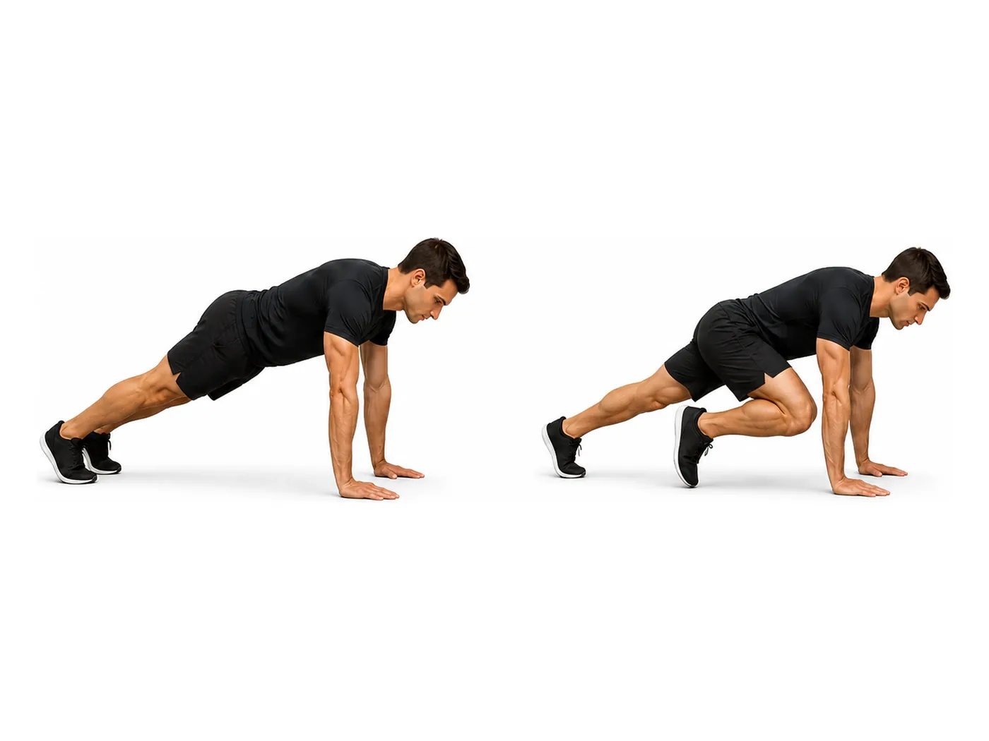 Two-panel demonstration of the mountain climber, showing the start and finish positions