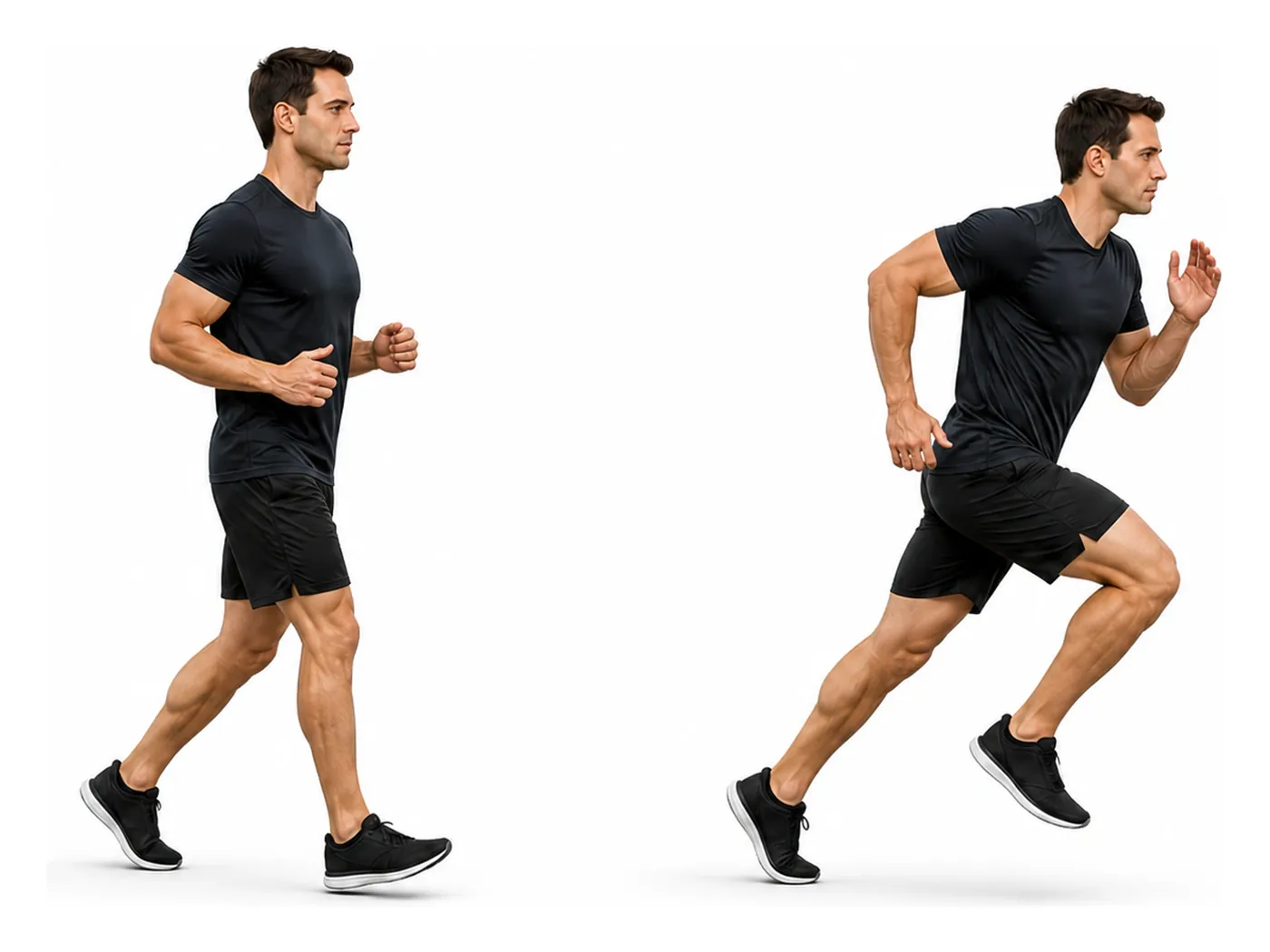 Two-panel demonstration of the running intervals, showing the start and finish positions