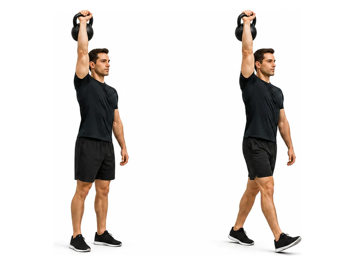 Two-panel demonstration of the waiter's carry, showing the start and finish positions